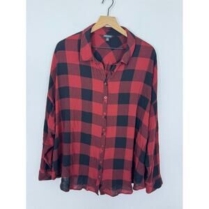Torrid Buffalo Plaid Button Up Shirt Red Black Size 3 Plus Size
